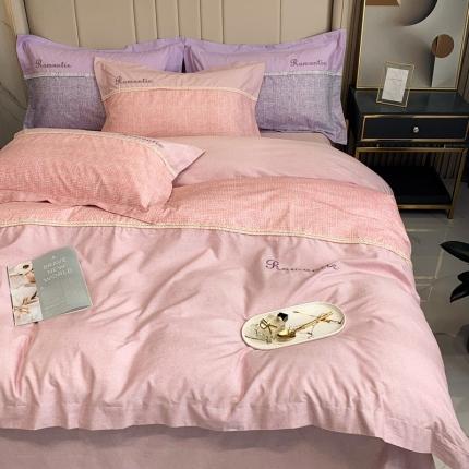 91家纺网 家纺一手货源 找家纺 （总）榻尚家居新款80长绒棉贡缎磨毛小香风全棉加厚磨毛四件套