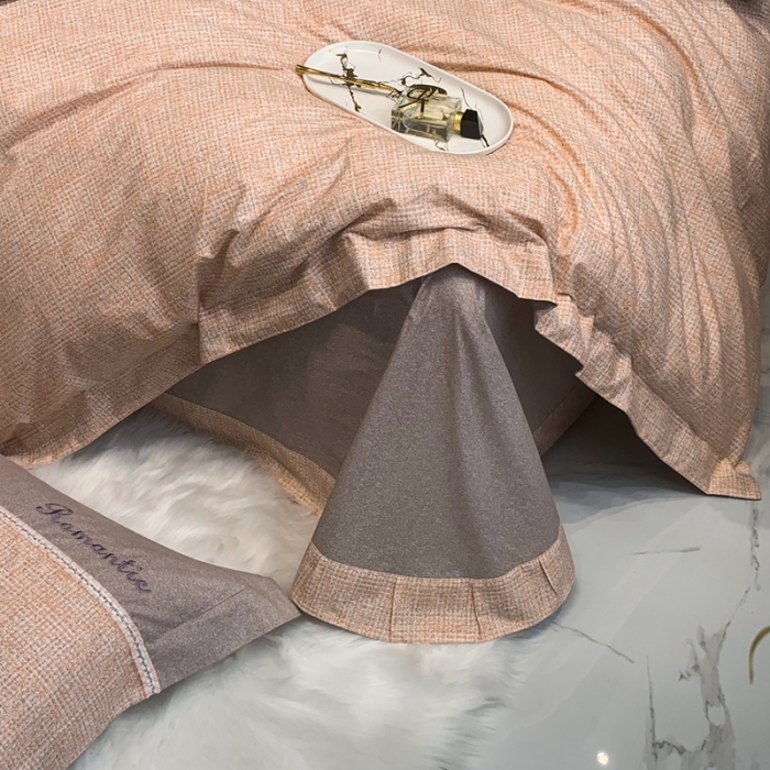 91家纺网 家纺一手货源 找家纺 （总）榻尚家居新款80长绒棉贡缎磨毛小香风全棉加厚磨毛四件套