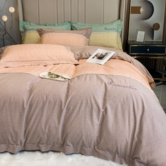 91家纺网 家纺一手货源 找家纺 （总）榻尚家居新款80长绒棉贡缎磨毛小香风全棉加厚磨毛四件套