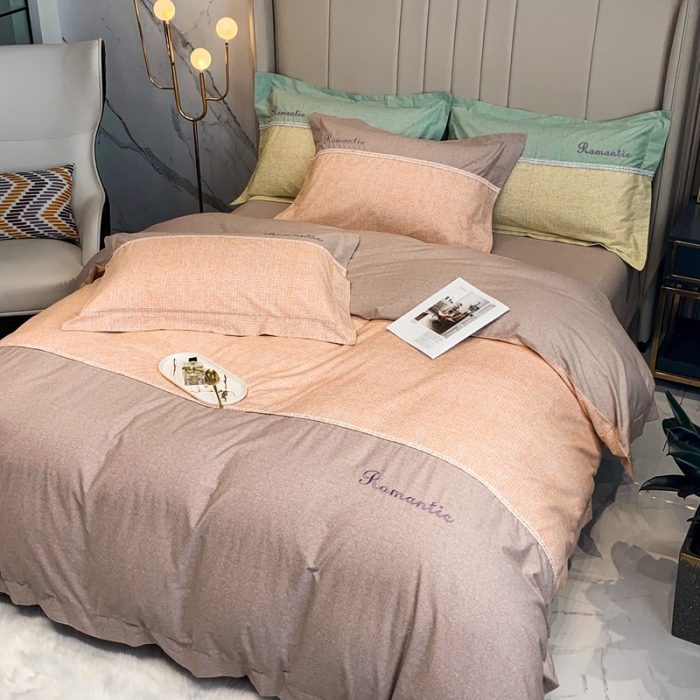 91家纺网 家纺一手货源 找家纺 （总）榻尚家居新款80长绒棉贡缎磨毛小香风全棉加厚磨毛四件套