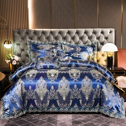 91家纺网 家纺一手货源 找家纺 提花大世界 新款布拉诺蕾丝提花莫代尔四件套拉萨金爵-奢华兰