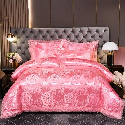 91家纺网 家纺一手货源 找家纺 提花大世界 新款布拉诺蕾丝提花莫代尔四件套摩登爱恋-玉色