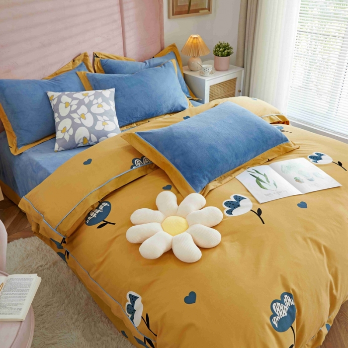 91家纺网 家纺一手货源 找家纺 （总）杜先生 2021新款拼角被边款澳绒牛奶绒四件套