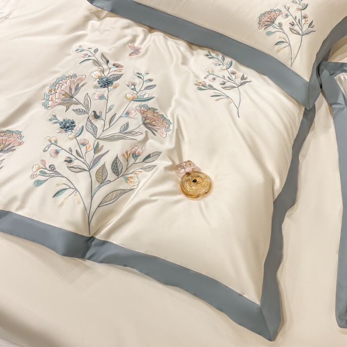 91家纺网 家纺一手货源 找家纺 品家居 2021新款180支长绒棉四件套-蝶舞恋花 白