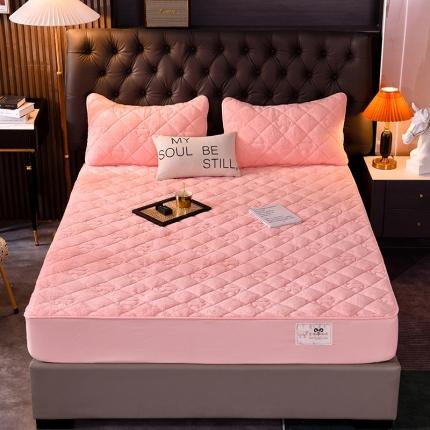 91家纺网 家纺一手货源 找家纺 (总）豪选家纺 2025新款保暖羊羔绒夹棉床笠床垫保护套