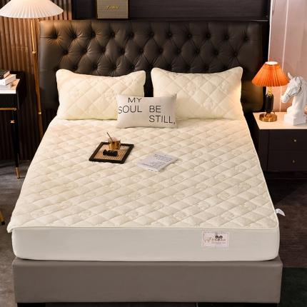 91家纺网 家纺一手货源 找家纺 (总）豪选家纺 2025新款保暖羊羔绒夹棉床笠床垫保护套