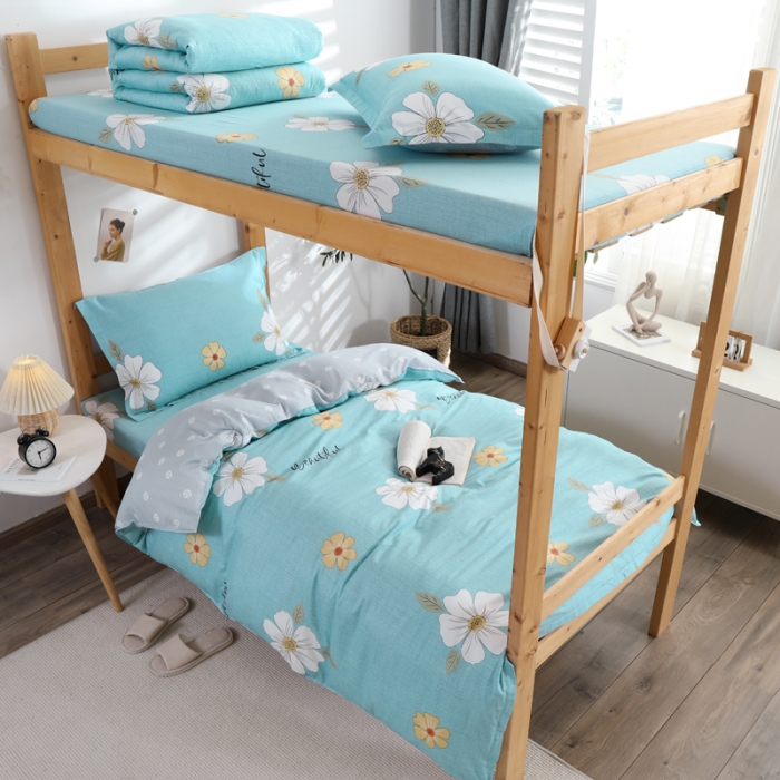 91家纺网 家纺一手货源 找家纺 铭成家纺2021新款全棉印花学生三件套 花开半夏【兰】