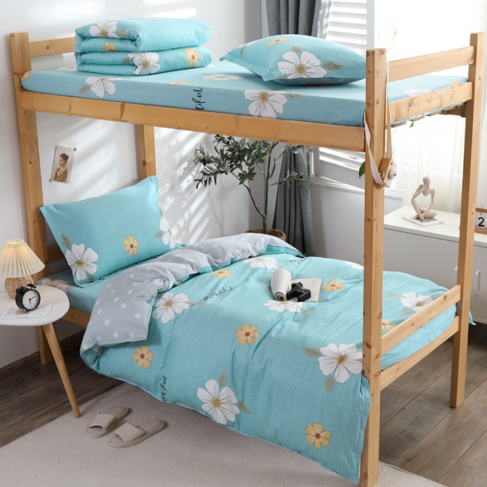 91家纺网 家纺一手货源 找家纺 铭成家纺2021新款全棉印花学生三件套 花开半夏【兰】