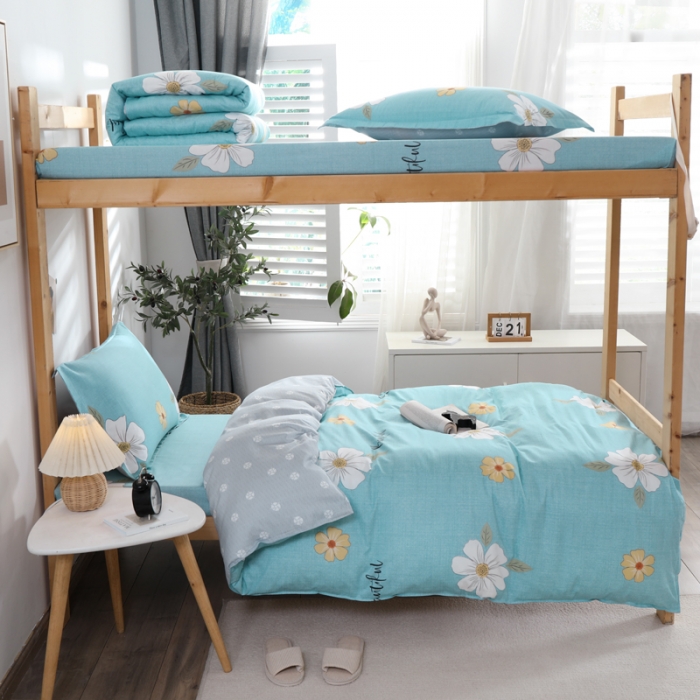 91家纺网 家纺一手货源 找家纺 铭成家纺2021新款全棉印花学生三件套 花开半夏【兰】