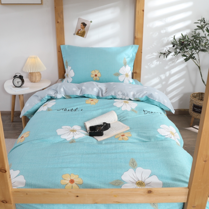 91家纺网 家纺一手货源 找家纺 铭成家纺2021新款全棉印花学生三件套 花开半夏【兰】