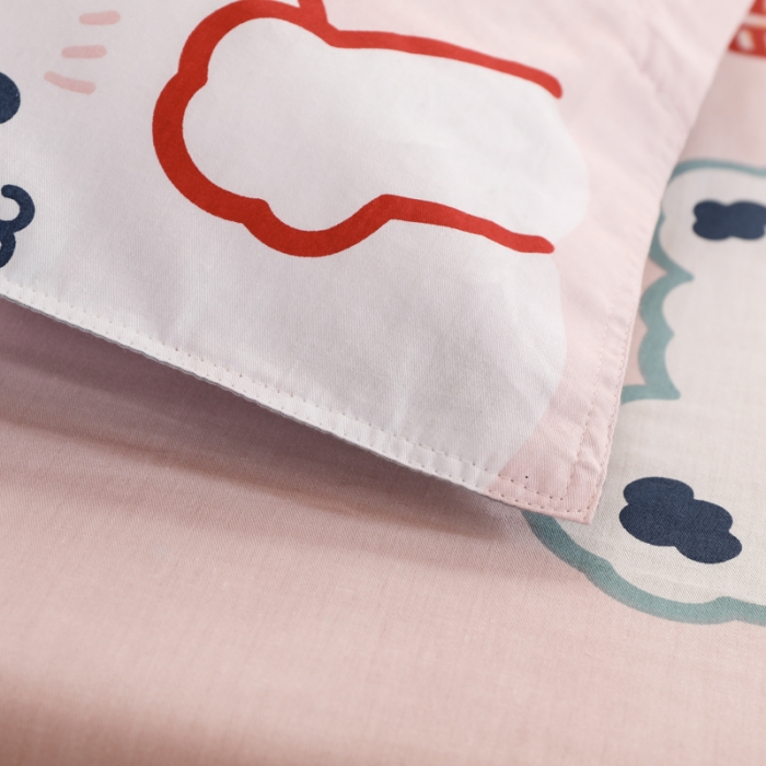 91家纺网 家纺一手货源 找家纺 铭成家纺2021新款全棉印花学生三件套 萌萌熊【粉】