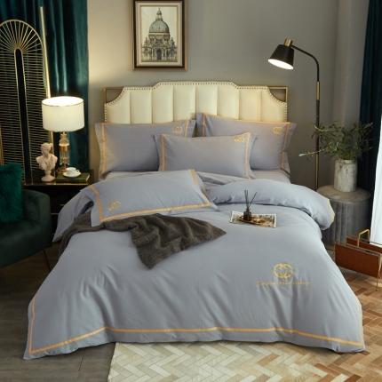 91家纺网 家纺一手货源 找家纺 （总）启航2021秋冬爆款全棉磨毛简约刺绣款四件套时尚先锋