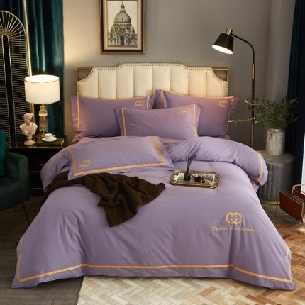 91家纺网 家纺一手货源 找家纺 （总）启航2021秋冬爆款全棉磨毛简约刺绣款四件套时尚先锋