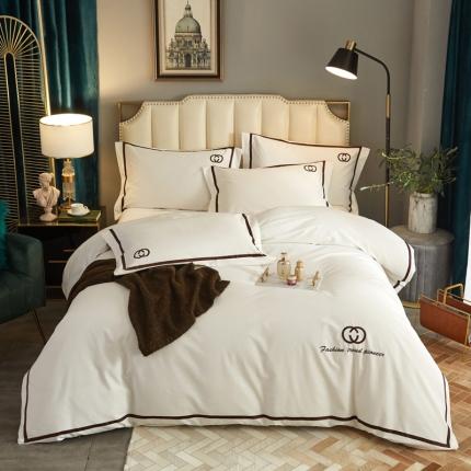 91家纺网 家纺一手货源 找家纺 （总）启航2021秋冬爆款全棉磨毛简约刺绣款四件套时尚先锋