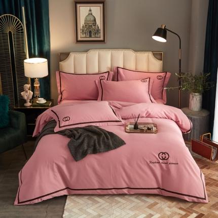 91家纺网 家纺一手货源 找家纺 （总）启航2021秋冬爆款全棉磨毛简约刺绣款四件套时尚先锋