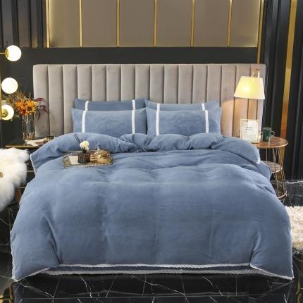 （总）琪琪阁家纺 2021新款纯色牛奶绒四件套