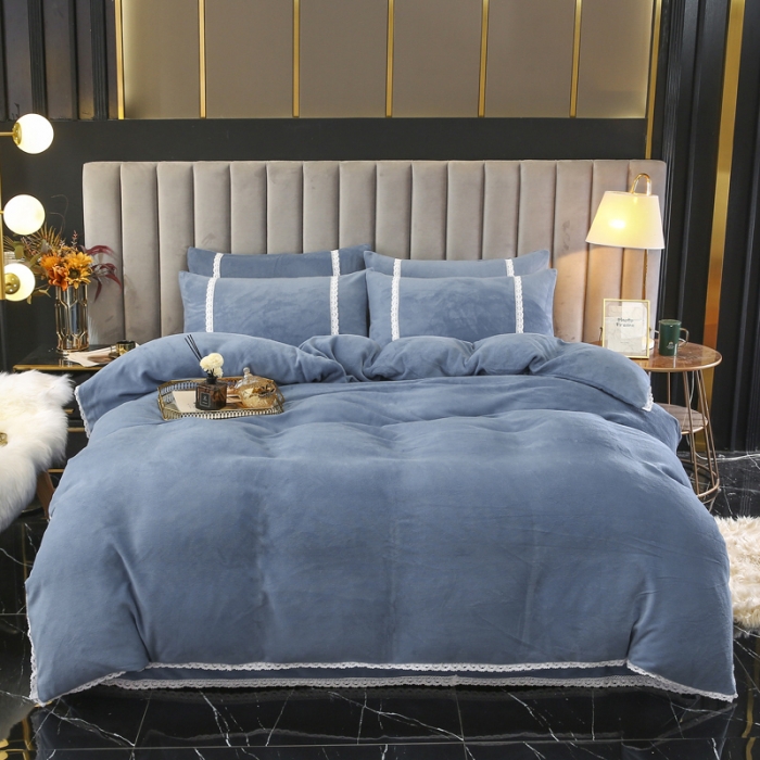 91家纺网 家纺一手货源 找家纺 （总）琪琪阁家纺 2021新款纯色牛奶绒四件套