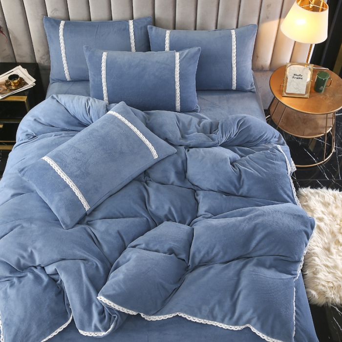 91家纺网 家纺一手货源 找家纺 （总）琪琪阁家纺 2021新款纯色牛奶绒四件套