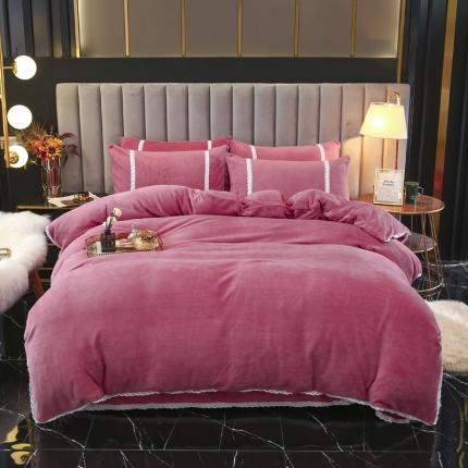 琪琪阁家纺 2021新款纯色牛奶绒四件套 豆沙色