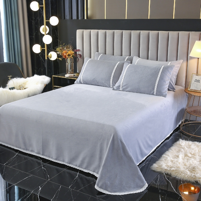 91家纺网 家纺一手货源 找家纺 琪琪阁家纺 2021新款纯色牛奶绒四件套 绅士灰