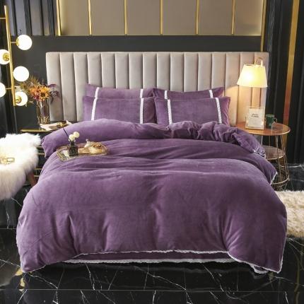 琪琪阁家纺 2021新款纯色牛奶绒四件套 薇紫