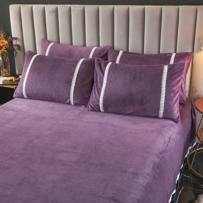 91家纺网 家纺一手货源 找家纺 琪琪阁家纺 2021新款纯色牛奶绒四件套 薇紫