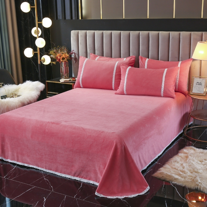 91家纺网 家纺一手货源 找家纺 琪琪阁家纺 2021新款纯色牛奶绒四件套 西瓜红