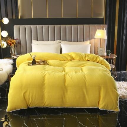 91家纺网 家纺一手货源 找家纺 琪琪阁家纺 2021新款加厚牛奶绒单被套 奶油黄