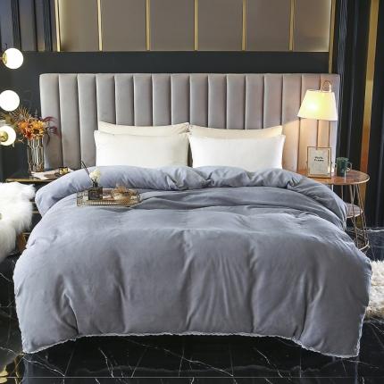 91家纺网 家纺一手货源 找家纺 琪琪阁家纺 2021新款加厚牛奶绒单被套 绅士灰