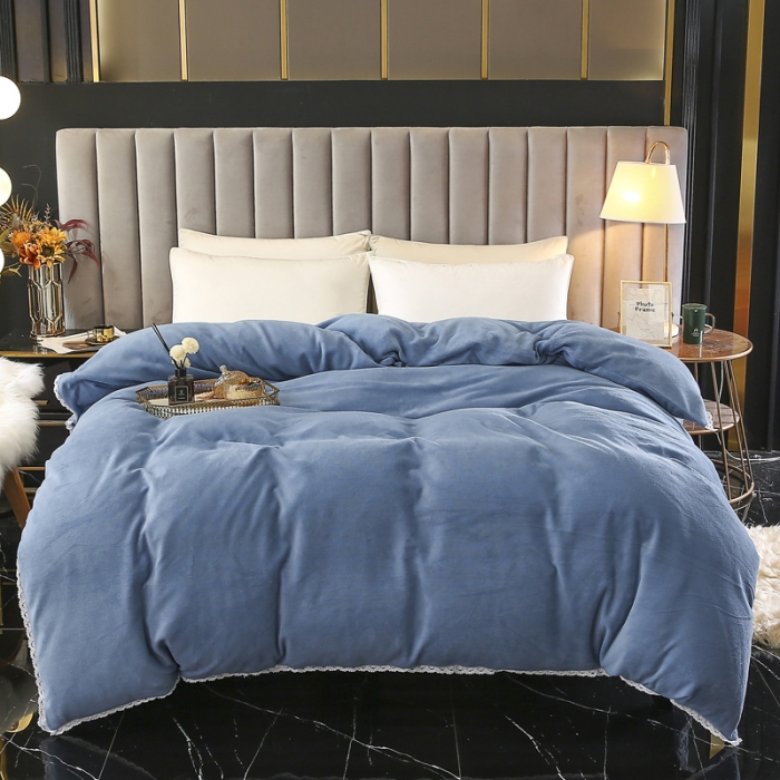 91家纺网 家纺一手货源 找家纺 琪琪阁家纺 2021新款加厚牛奶绒单被套 宝石蓝