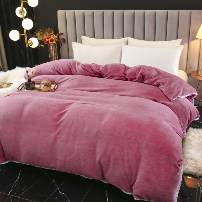 91家纺网 家纺一手货源 找家纺 琪琪阁家纺 2021新款加厚牛奶绒单被套 豆沙色