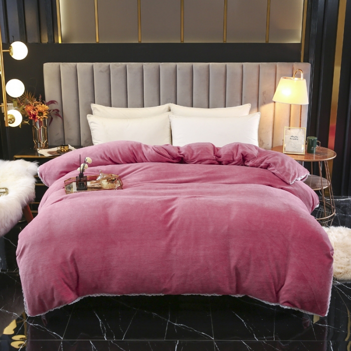 91家纺网 家纺一手货源 找家纺 琪琪阁家纺 2021新款加厚牛奶绒单被套 豆沙色