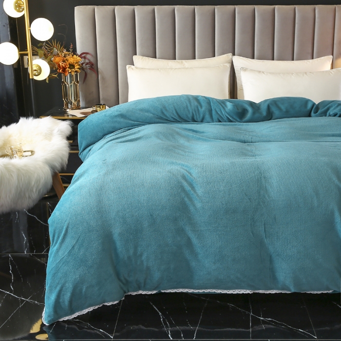 91家纺网 家纺一手货源 找家纺 琪琪阁家纺 2021新款加厚牛奶绒单被套 湖蓝