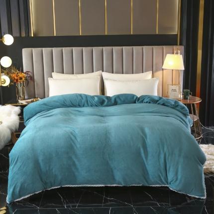 琪琪阁家纺 2021新款加厚牛奶绒单被套 湖蓝