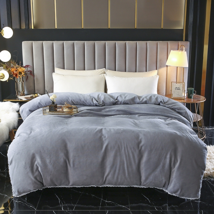 91家纺网 家纺一手货源 找家纺 琪琪阁家纺 2021新款加厚牛奶绒单被套 绅士灰