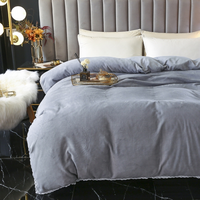 91家纺网 家纺一手货源 找家纺 琪琪阁家纺 2021新款加厚牛奶绒单被套 绅士灰