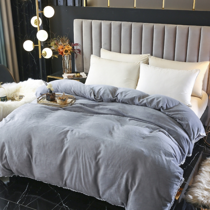 91家纺网 家纺一手货源 找家纺 琪琪阁家纺 2021新款加厚牛奶绒单被套 绅士灰