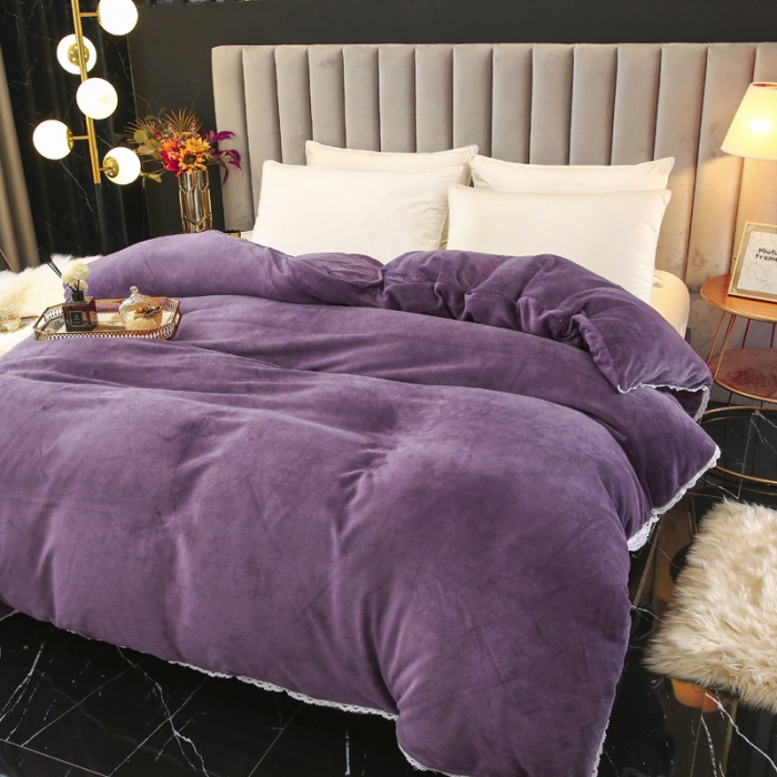 91家纺网 家纺一手货源 找家纺 琪琪阁家纺 2021新款加厚牛奶绒单被套 薇紫