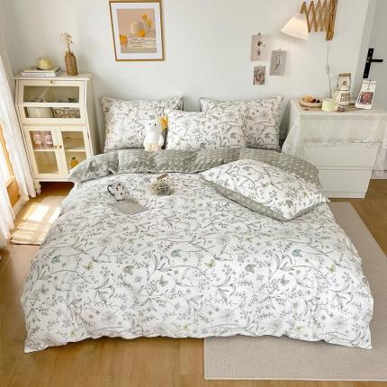 91家纺网 家纺一手货源 找家纺 沐棉 2021新款13370全棉印花四件套花园系列