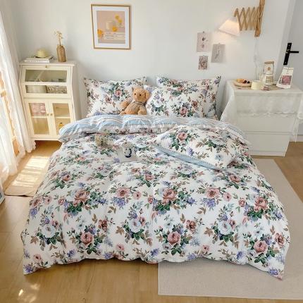 91家纺网 家纺一手货源 找家纺 沐棉 2021新款13370全棉印花四件套花园系列