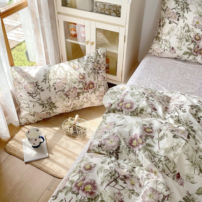 91家纺网 家纺一手货源 找家纺 沐棉 2021新款13370全棉印花四件套花园系列