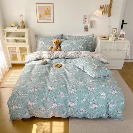 91家纺网 家纺一手货源 找家纺 （总）沐棉 2021新款13370全棉印花四件套-花园