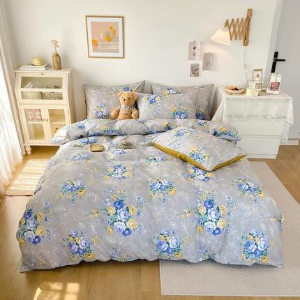 91家纺网 家纺一手货源 找家纺 （总）沐棉 2021新款13370全棉印花四件套-花园