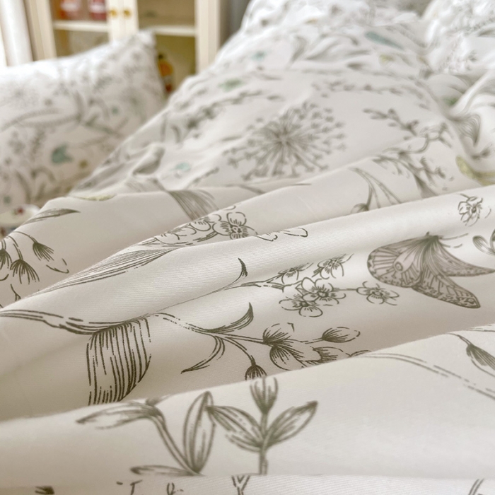 91家纺网 家纺一手货源 找家纺 沐棉 2021新款13370全棉印花四件套-花园 俊秀