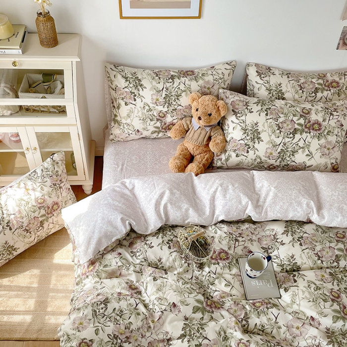 91家纺网 家纺一手货源 找家纺 沐棉 2021新款13370全棉印花四件套-花园 风铃