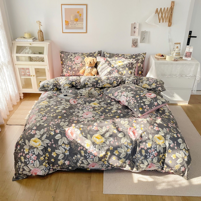 91家纺网 家纺一手货源 找家纺 沐棉 2021新款13370全棉印花四件套-花园 暮秋