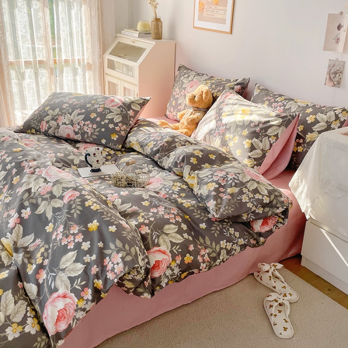 91家纺网 家纺一手货源 找家纺 沐棉 2021新款13370全棉印花四件套-花园 暮秋