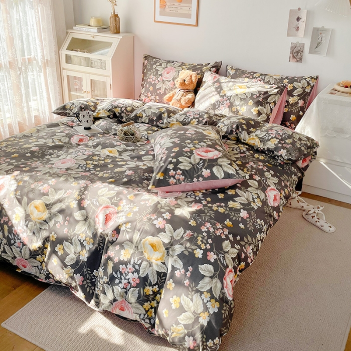 91家纺网 家纺一手货源 找家纺 沐棉 2021新款13370全棉印花四件套-花园 暮秋