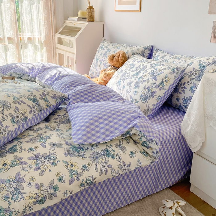 91家纺网 家纺一手货源 找家纺 沐棉 2021新款13370全棉印花四件套-花园 青花瓷