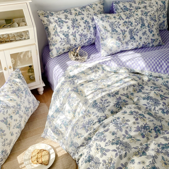 91家纺网 家纺一手货源 找家纺 沐棉 2021新款13370全棉印花四件套-花园 青花瓷